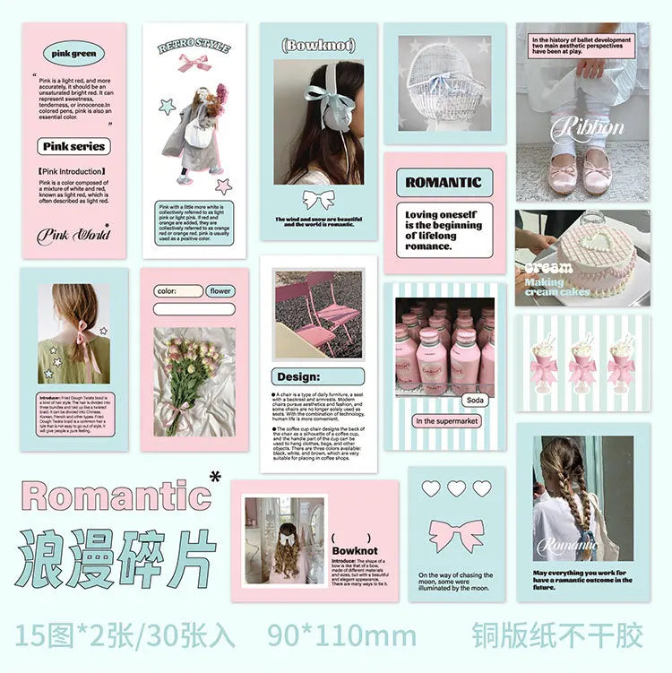 30Pcs Korean Ins Cute Girl Heart Scrapbooking Stickers Hand Account Idol Card Album DIY Phone Deco Material Stationery Sticker (ONLINE ORDER ONLY)