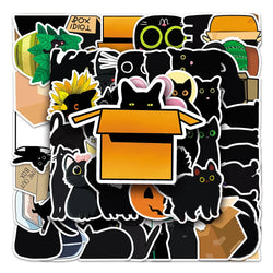 10/30/50PCS Cartoon Black Cat Stickers Cute Decals Phone Notebook Fridge Phone Laptop Luggage Suitcase Decoration Kids DIY Toy (ONLINE ORDER ONLY)