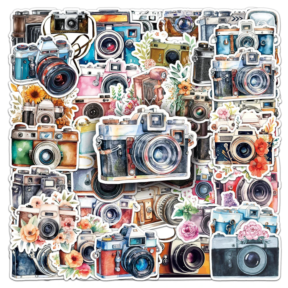 50Pcs Retro Camera Vinyl Stickers Waterproof Skateboard Snowboard (ONLINE ORDER ONLY)