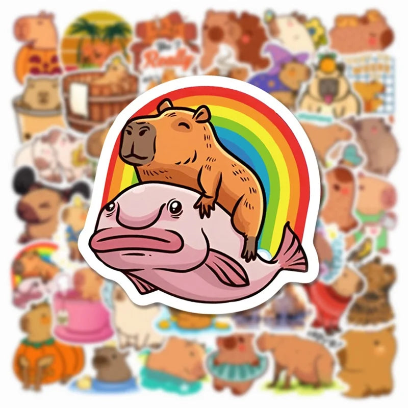 10/30/50PCS Cute Capybara PVC Sticker Aesthetic Children's Decoration Scrapbooking Sketchbook Korean Stationery School Supplies (ONLINE ORDER ONLY)
