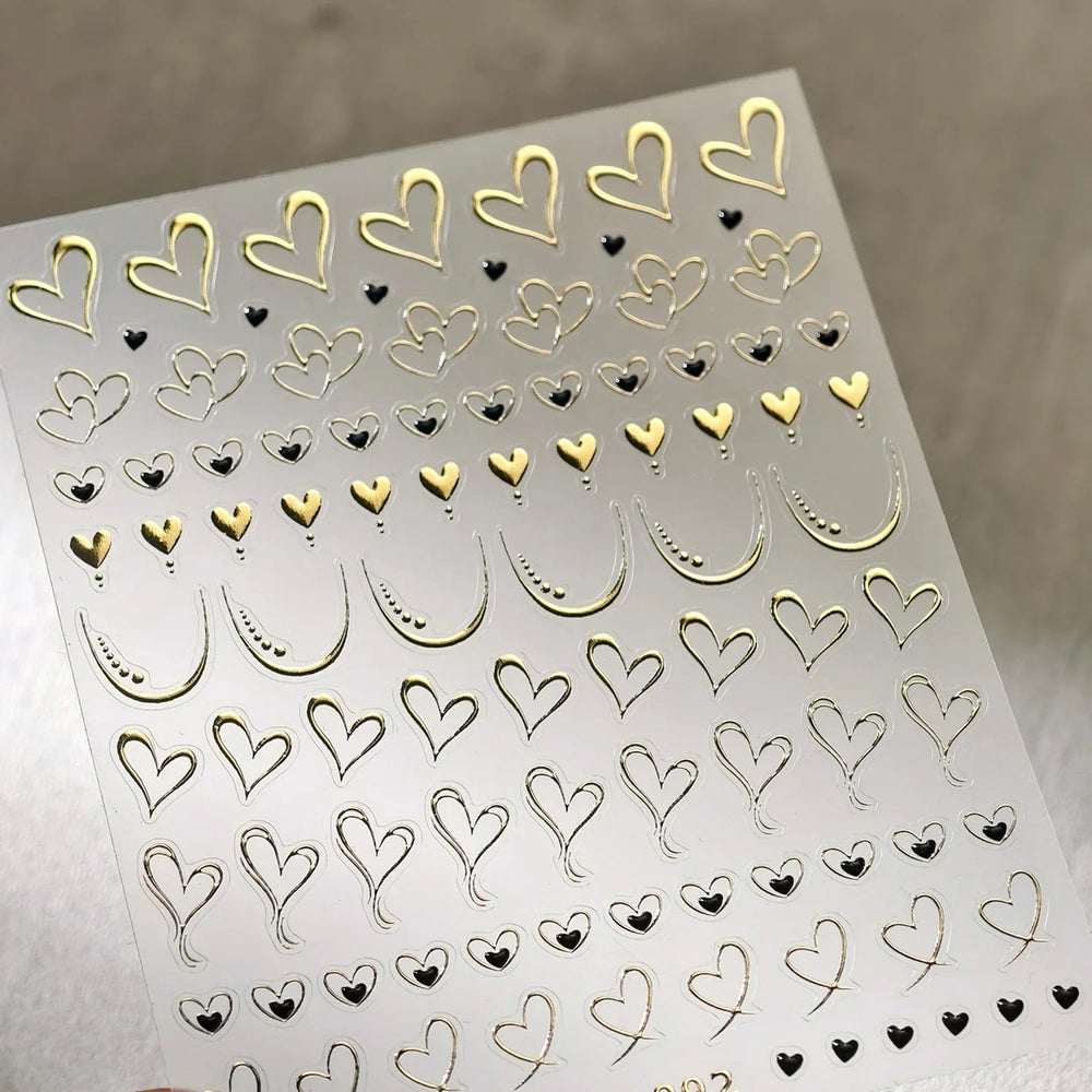Line Love Heart Arc French Romantic Curve Punk Attitudinal Hollow Geometric Figure Adhesive Nail Art Stickers Manicure Decals (Online Order Only)