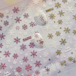 Shiny Pink Silver Hot Stamping Snow Adhesive Nail Art Sticker Snowflake Rhinestone Manicure Decal Nail Supplies for Professional (Online Order Only)