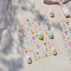 Soda Fruit Beverage Bottle Bear Watermelon Popsicle Dessert Ice Cream Cat Cherry Strawberry Bow Summer Nail Art Stickers Decals (ONLINE ORDER ONLY)