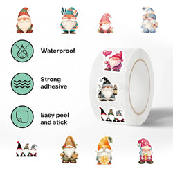 500 Pcs/Roll Cartoon Gnome Dwarf Stickers Kindergarten Children's Reward Sticker Gift Decorative Sticker (Online Order Only)