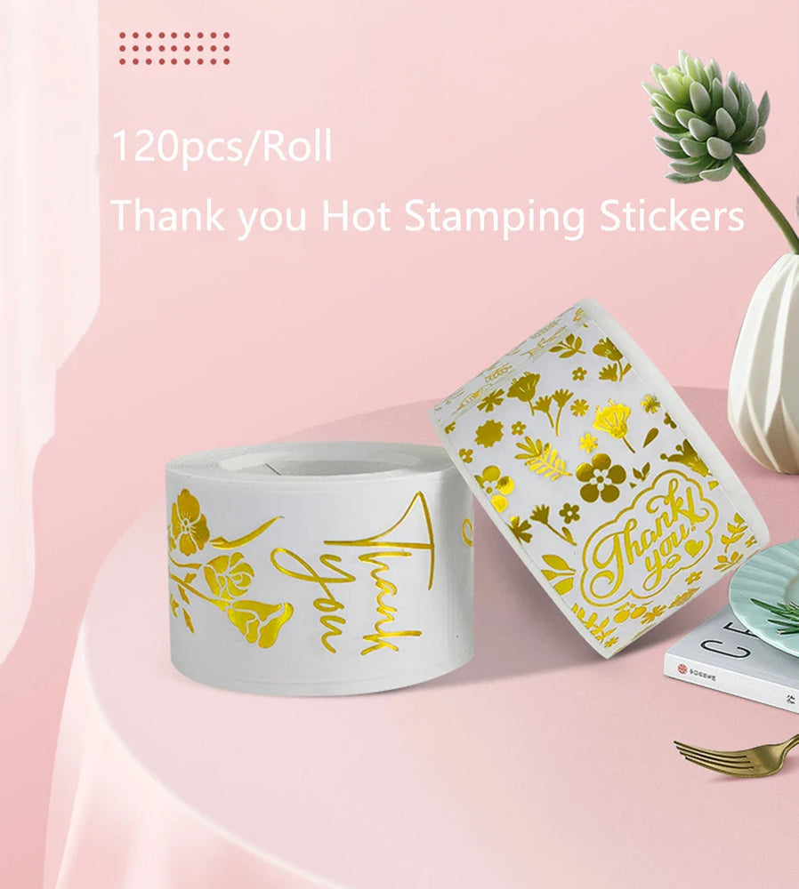 120pcs Rectangle Gold Foil Stickers Thank You For Small Business Gift Seal Labels Shipping Stickers For Decoration Envelope (ONLINE ORDER ONLY)