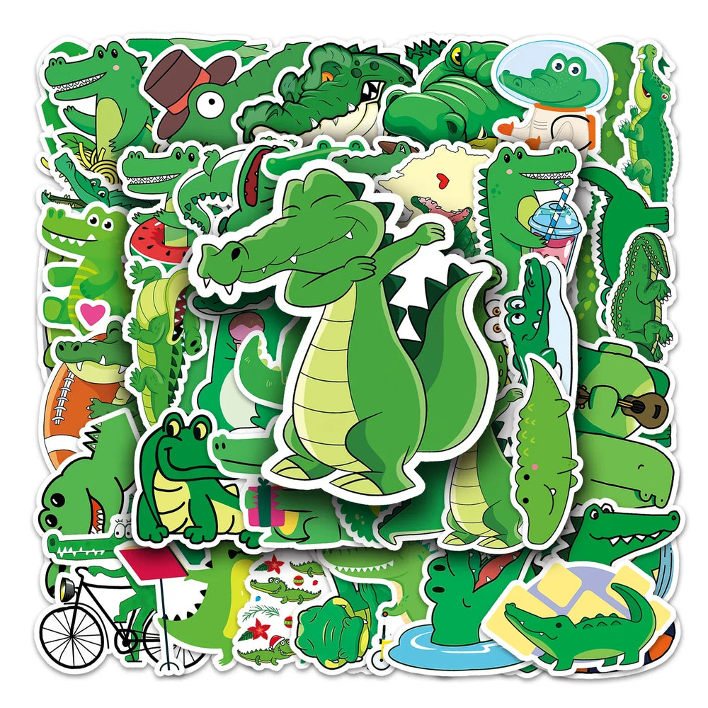 50Pcs Kids Crocodile Cartoon Waterproof Vinyl Stickers for Skateboard Snowboard (ONLINE ORDER ONLY)