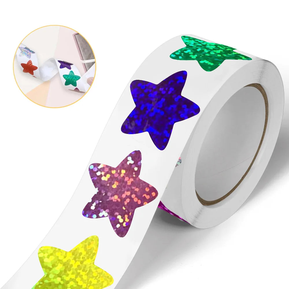 100-500pcs Colorful Star Stickers for Kids Reward School Classroom Adhesive Holographic Stickers for Teachers Parents DIY Craft (ONLINE ORDER ONLY)