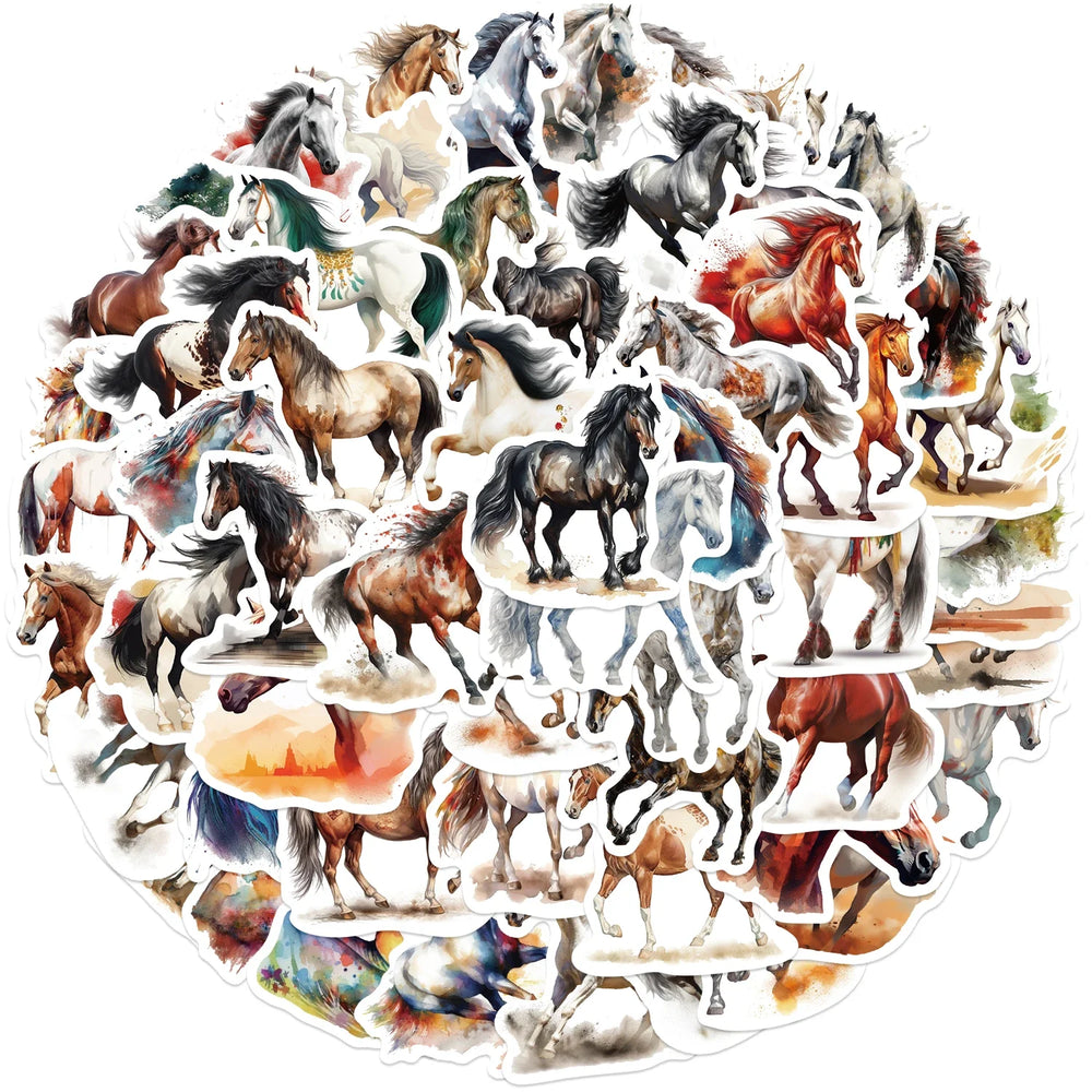 60PCS Horse Funny Animals Stickers Toy DIY Kids Notebook Luggage Motorcycle Laptop Refrigerator Decals Graffiti sticker (ONLINE ORDER ONLY)
