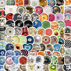 10/30/50/100PCS Funny Cartoon Ins Style Round Stickers Graffiti Decals Waterproof Notebook Phone Bike Guitar Fridge Kids Toys (ONLINE ORDER ONLY)