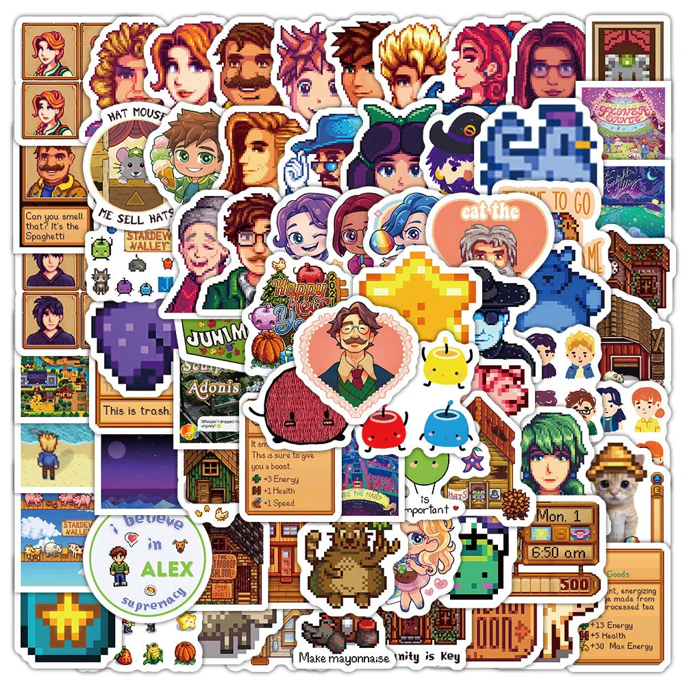 Stardew Valley Cartoon Stickers Decals for Laptop, Luggage, Car, Bike, Fridge, Kids - 10/30/50/100pcs (ONLINE ORDER ONLY)