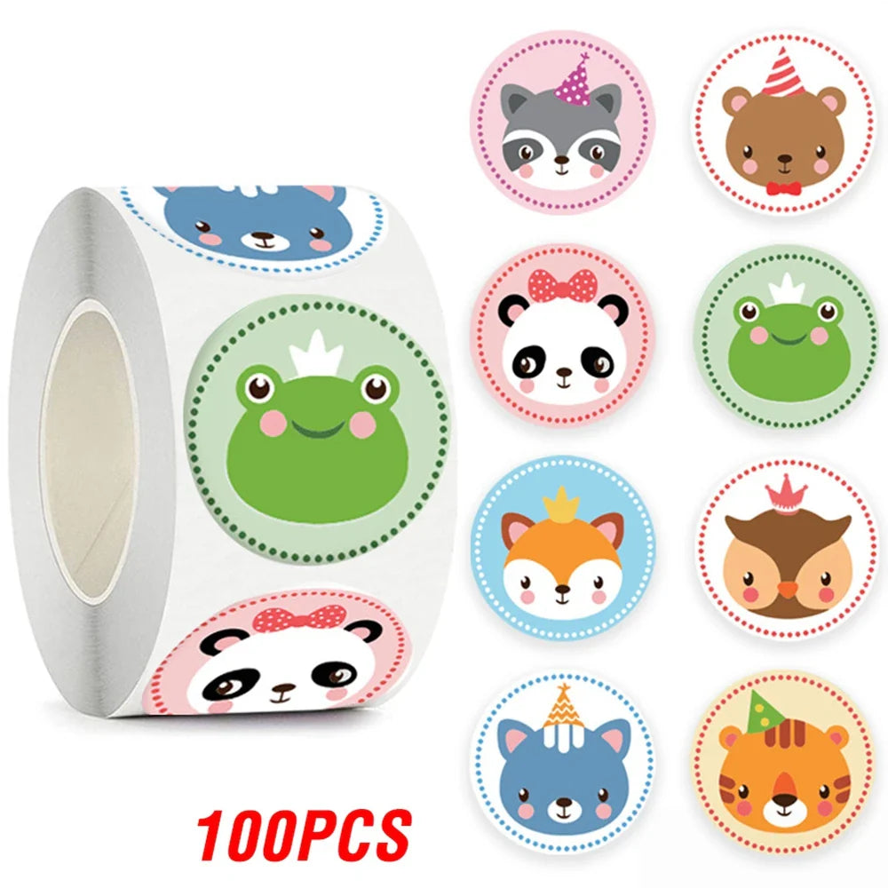100-500pcs Cute Sticker for Kids Animals Face Reward Sticker for Classroom Teacher Supplies Motivational Scrapbooking (ONLINE ORDER ONLY)