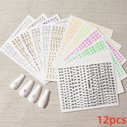 8pcs Gothic Alphabet Design Nail Art Stickers Retro English Letter Nail Art Stickers 3D Self-Adhesive Designs Nail Art Supplies* (Online Order Only)