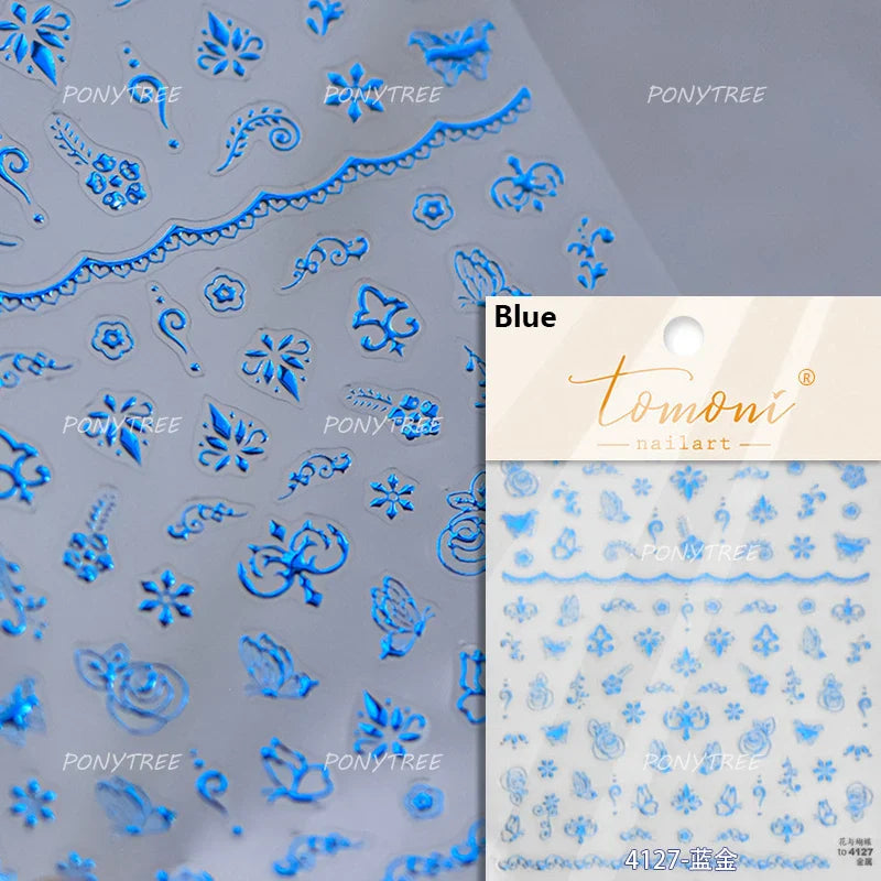Baroque Figure Flower Totem Geometric Star Love Heart Hot Stamping Embossed Relief Self Adhesive Nail Art Sticker Manicure Decal (ONLINE ORDER ONLY)