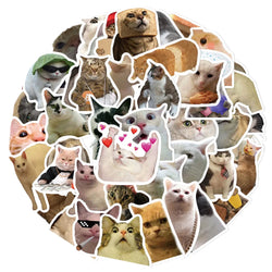 10/30/50PCS Cat Cartoon Stickers Funny Meme Kids Toy DIY Waterproof Luggage Laptop Suitcase Water Bike Bottle Decals Decoration (ONLINE ORDER ONLY)