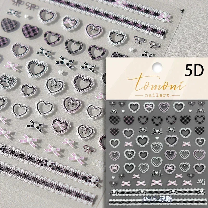 Charming Geometric Black Khaki Brown Grid Houndstooth Snowflake Flat Chic  Adhesive Nail Art Decoration Stickers Manicure Decals (Online Order Only)