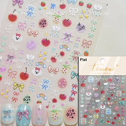 Cute Bowknot Rabbit Fruit Juice Beverage Drink Strawberry Peach Banana Adhesive Nail Art Decoration Stickers Manicure Decals (ONLINE ORDER ONLY)