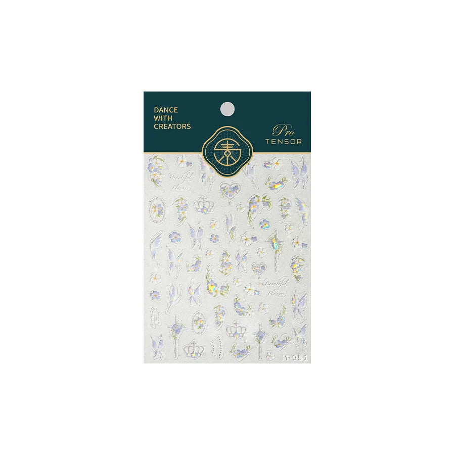 Pretty White Butterfly Flower Wreath Love Heart Crown Corsage Corolla Garland Delicate Adhesive Nail Art Sticker Manicure Decals (ONLINE ORDER ONLY)