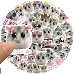50pcs Cute Animals Hamster Meme Stickers For Laptop Water Bottle Luggage Notebook Phone Waterproof Graffiti Vinyl Decals (Online Order Only)