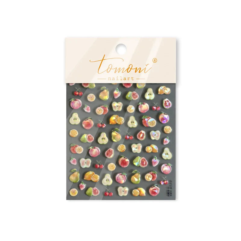Fruit Paradise Guava Strawberry Pear Peach Orange Watermelon Pitaya Cherry Kiwifruit Pineapple Nail Art Stickers Manicure Decals (ONLINE ORDER ONLY)