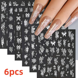 5/8Pcs 3D Hawaiian Flowers Nail Art Stickers Summer Decors with Tropical Leaves Slider Vibrant Pink & White Flowers for Parties* (ONLINE ORDER ONLY)