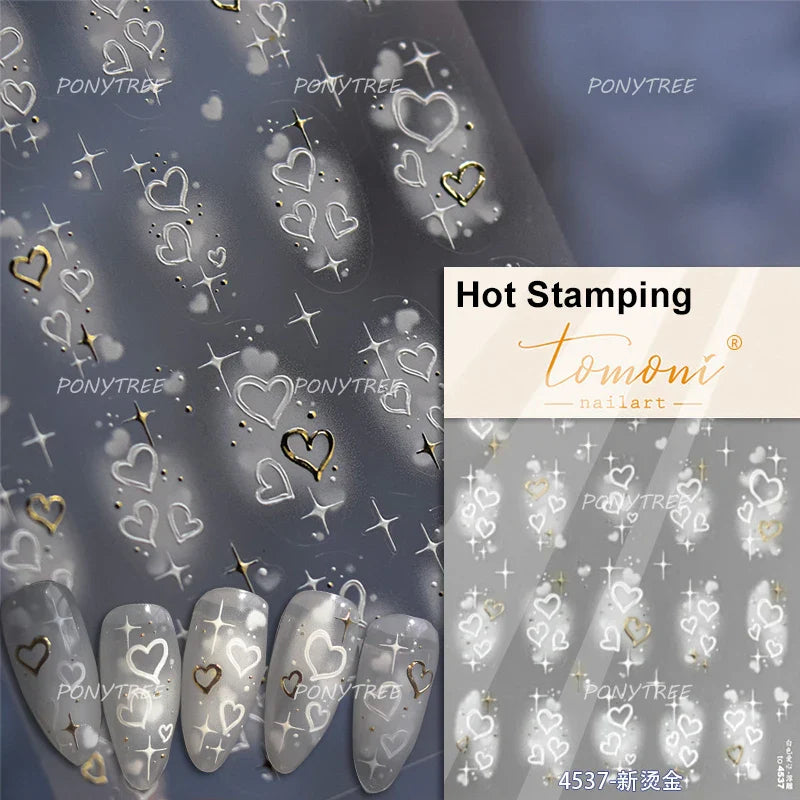 Line Love Heart Arc French Romantic Curve Punk Attitudinal Hollow Geometric Figure Adhesive Nail Art Stickers Manicure Decals (Online Order Only)