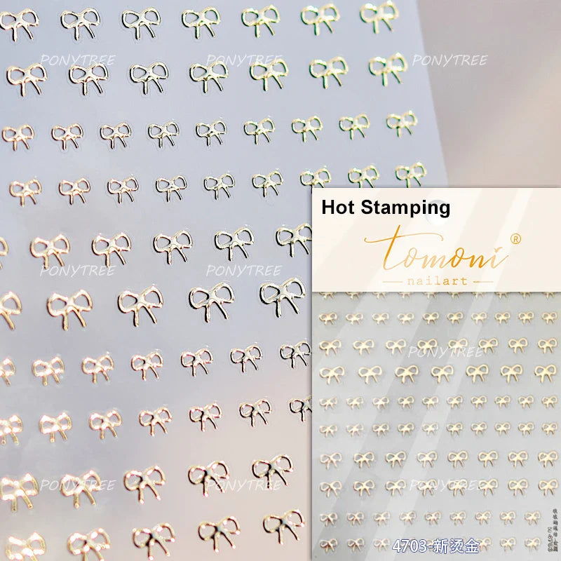 Colourful Grid Bowknot Charming Silk Ribbon Tie Chic 5D Self Adhesive Nail Art Sticker Sparkle Crystal Rhinestone Manicure Decal (ONLINE ORDER ONLY)