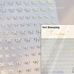 Colourful Grid Bowknot Charming Silk Ribbon Tie Chic 5D Self Adhesive Nail Art Sticker Sparkle Crystal Rhinestone Manicure Decal (ONLINE ORDER ONLY)