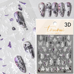 Chic Butterfly Flower Lily Lilium Narcissus Line Beautiful Blue Pearl Self Adhesive Nail Art Stickers Decorations Manicure Decal (Online Order Only)