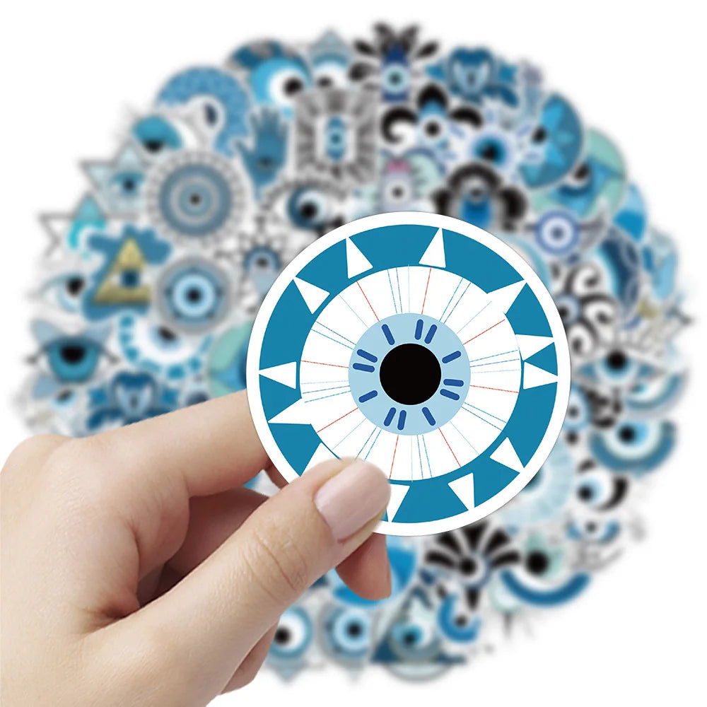 10/30/60PCS Evil Eye Graffiti Stickers Aesthetic Decals DIY Skateboard Motorcycle Notebook Laptop Luggage Car Waterproof Sticker (ONLINE ORDER ONLY)