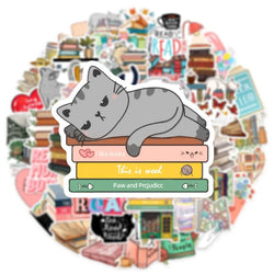 10/30/50PCS Cartoon Animal Reading Children's PVC Sticker Aesthetic Decoration Scrapbooking Stationery School Supplies for Kids (ONLINE ORDER ONLY)
