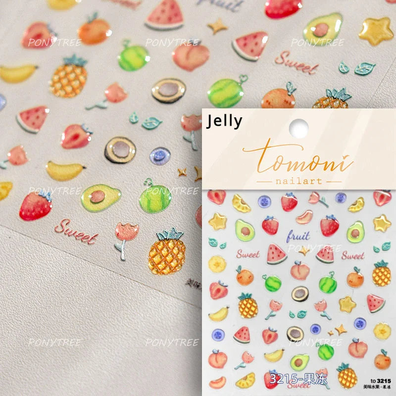 Summer Beach Bikini Watermelon Cat Popsicle Swim Ring Ice Cream Shell Coconut Tree Nail Art Decoration Stickers Manicure Decals (Online Order Only)