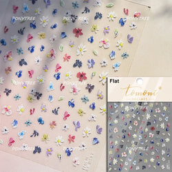 Chic Wild Flower Oil Painting Small Variegated Daisy Peach Blossom Lavender Petal Adhesive Nail Art Stickers Manicure Decals (Online Order Only)