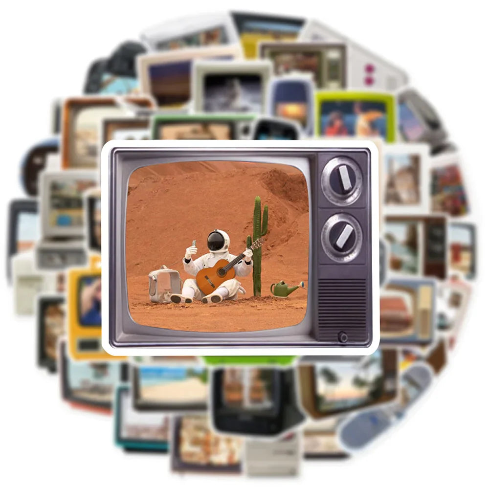10/30/50pcs Retro Equipment  Phone CD Tape Computer Stickers Vintage Decals Laptop Motorcycle Luggage Car Waterproof Sticker Toy (ONLINE ORDER ONLY)