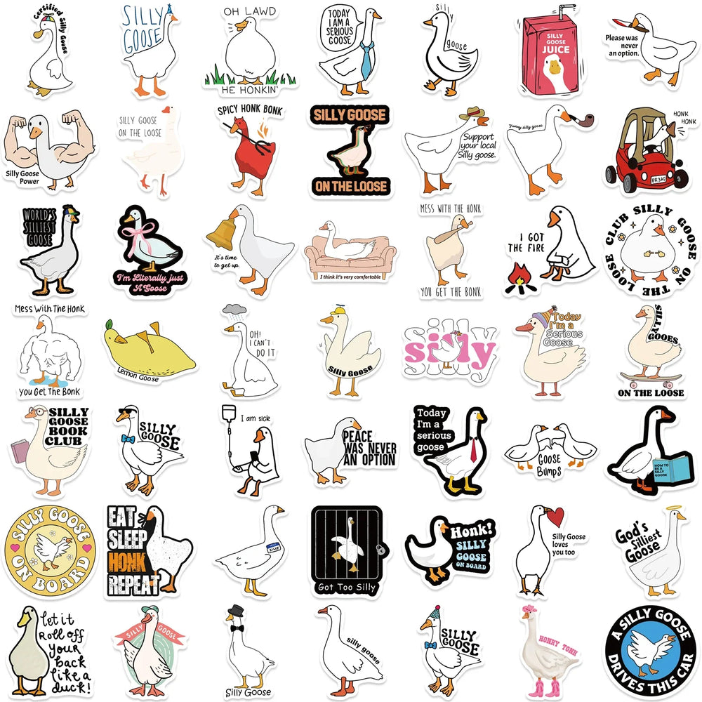 50PCS Cartoon Cute Silly Goose Sticker Decals Toys For Phone Laptop Luggage Skateboard Guitar DIY Graffiti Aesthetic Stickers (ONLINE ORDER ONLY)