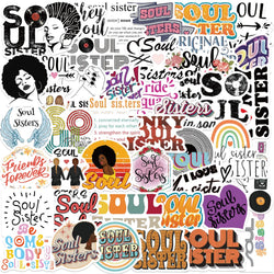 Soul Sister Stickers 50PCS Waterproof Aesthetic Decals for Phone Laptop Suitcase Skateboard Guitar (Online Order Only)