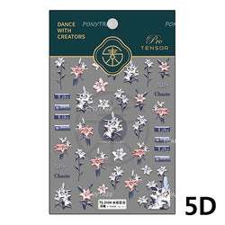 Spotless Lily Lilium Flowers Moon Pearl Crown Lily-white Pearl Necklace Pendant Self Adhesive Nail Art Stickers Manicure Decals (Online Order Only)