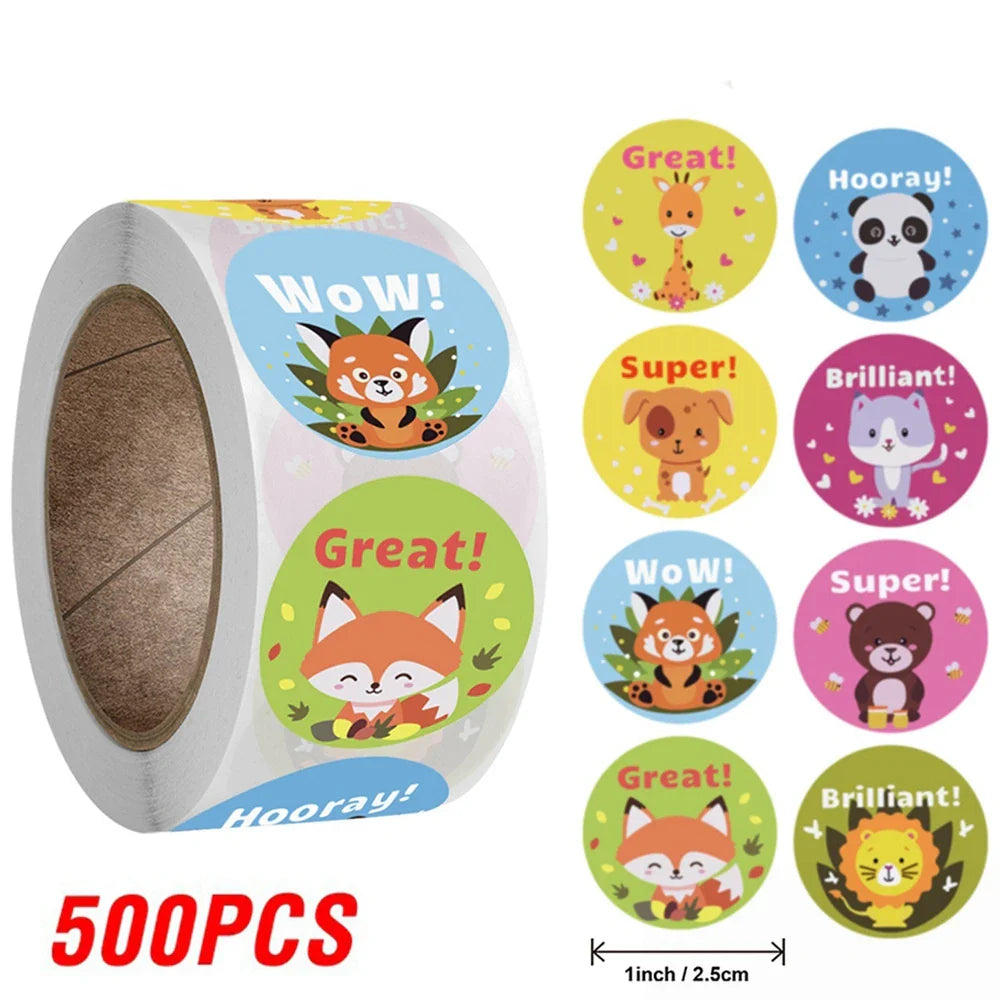 100-500pcs Kids Reward Stickers Puppy Dog Cat Encouragement Labels for Teachers Cute Animals Sticker Stationery Pegatinas (ONLINE ORDER ONLY)