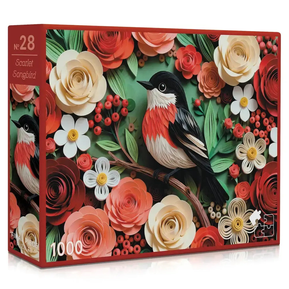 Scarlet Songbird 1000 Piece Jigsaw Puzzle Final Piece