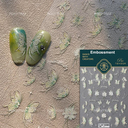 Green Blue Glass Butterfly Lily Flowers Star Line Water Droplet Charming Shiny Self Adhesive Nail Art Stickers Manicure Decals (ONLINE ORDER ONLY)