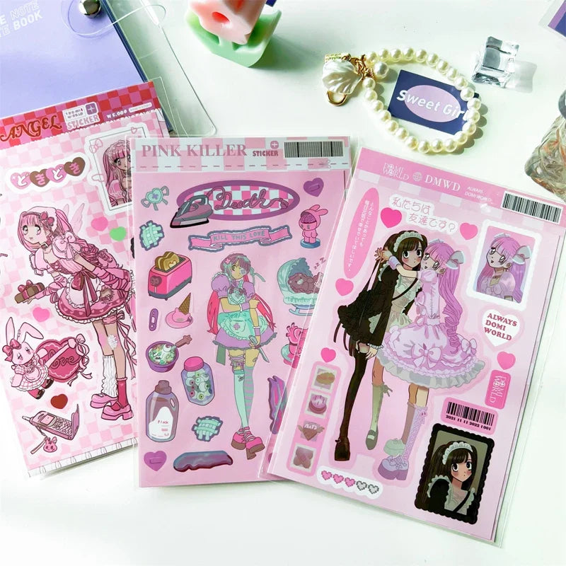 Korean ins Sweet Cool Girl Sticker Diary Scrapbooking DIY Album Decoration Sticker Aesthetic Stationery Art Supplies Personalizd (ONLINE ORDER ONLY)