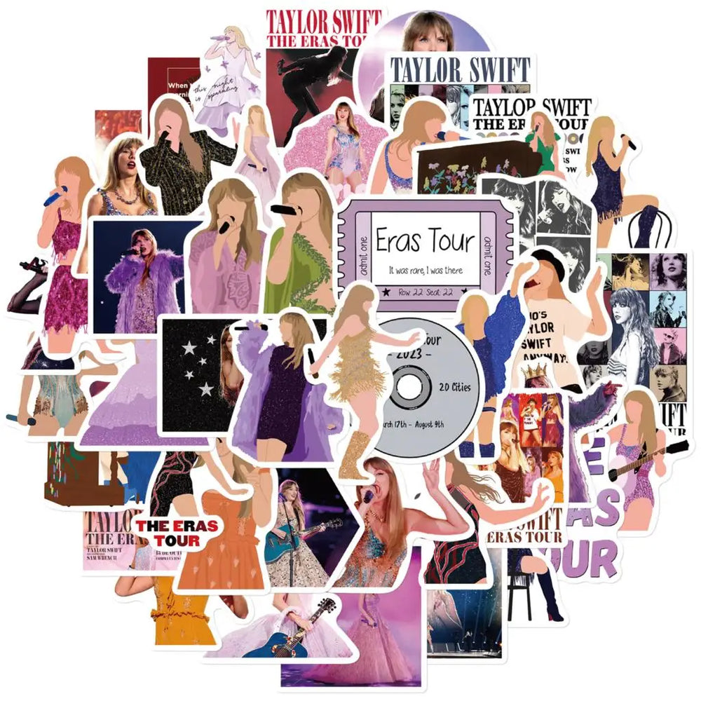 10/50PCS The Eras Tour Singer Stickers Pack DIY Skateboard Motorcycle Suitcase Stationery Decals Decor Phone Laptop Toys (ONLINE ORDER ONLY)