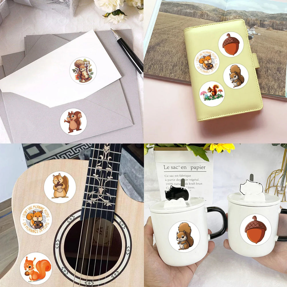 100-500pcs Cute Animal Squirrel Stickers Packs Laptop Phone Case Scrapbook Notebook Reward Sticker Decal for Kid Gift Toy (ONLINE ORDER ONLY)