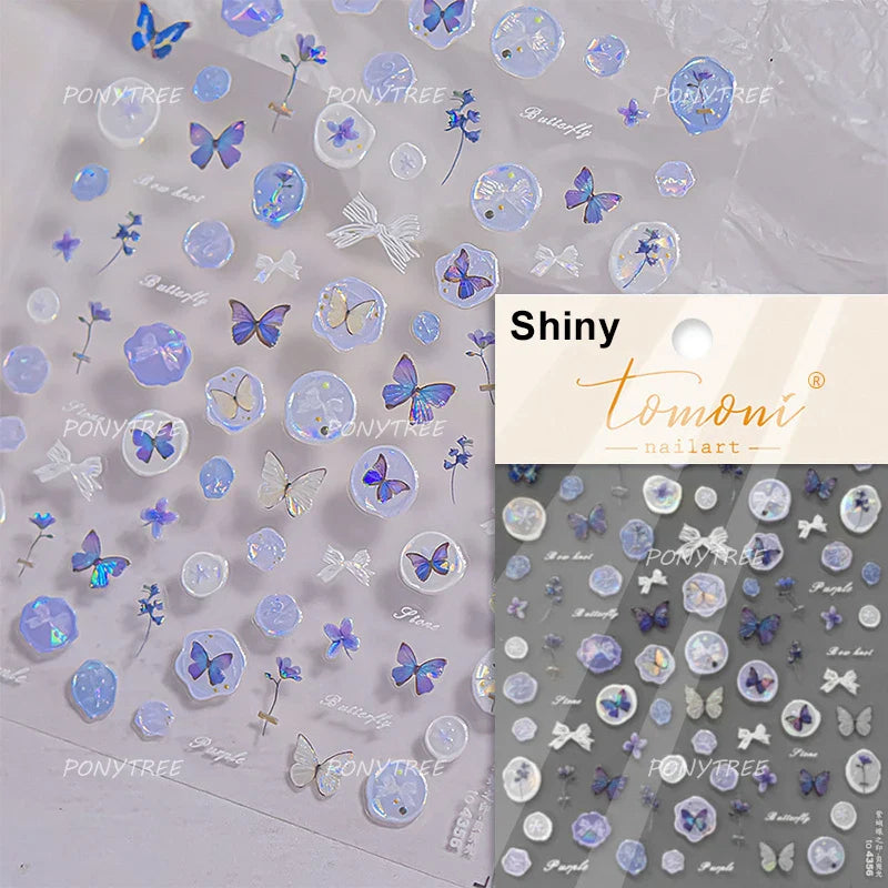Lace Butterfly Hollow Out Fabric Romantic Flower Pattern Chic Adhesive Nail Art Sticker Rhinestone Manicure Decals Nail Supplies (ONLINE ORDER ONLY)
