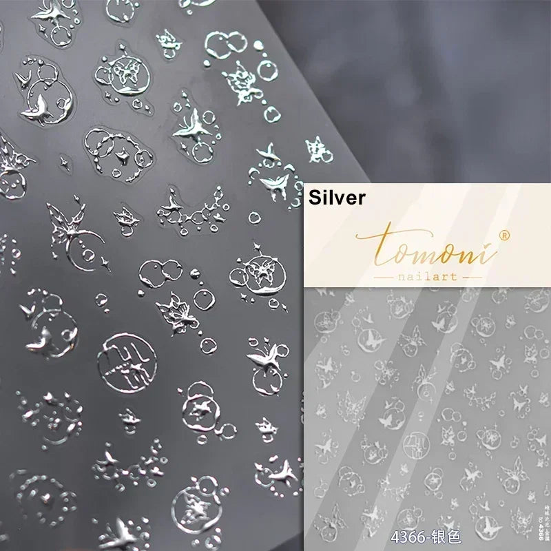 Dreamy Chic Butterfly Flower Bowknot Square Rhinestone Crystal 5D Self Adhesive Nail Art Stickers Fantasy Shiny Manicure Decals (ONLINE ORDER ONLY)