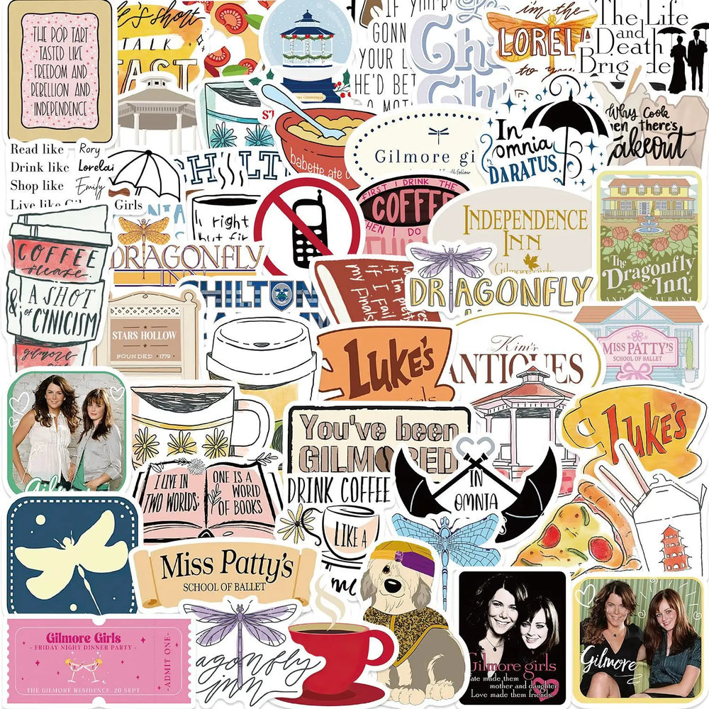 Gilmore Girls Stickers Set: TV Show Decals for Skateboard, Guitar, Laptop, Phone, Cup (ONLINE ORDER ONLY)