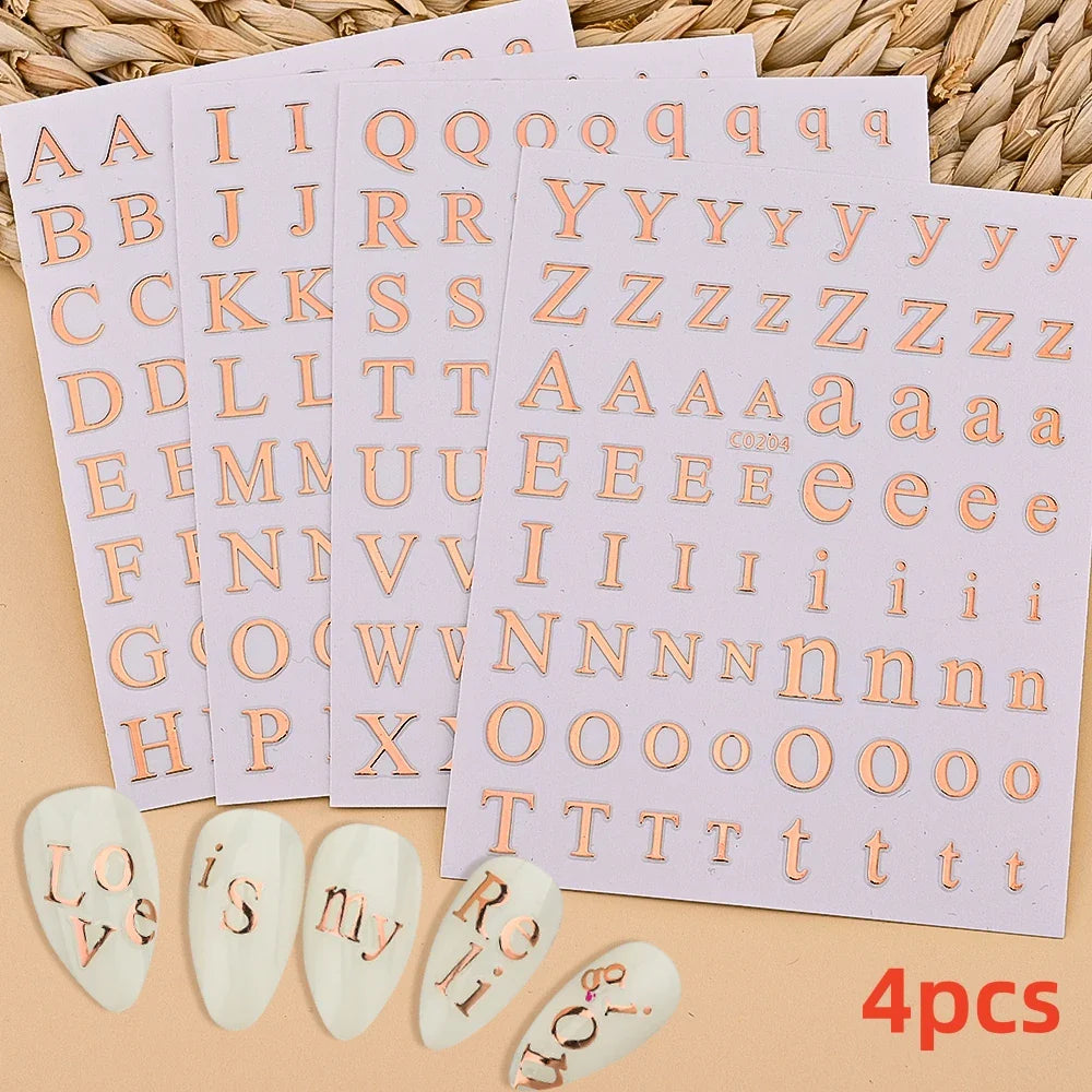 8pcs Gothic Alphabet Design Nail Art Stickers Retro English Letter Nail Art Stickers 3D Self-Adhesive Designs Nail Art Supplies* (Online Order Only)