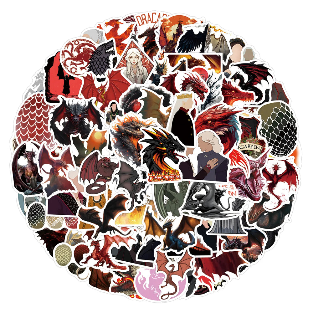House of the Dragon Game of Thrones Stickers Decals for Luggage Laptop Phone Guitar Car Bike Toy (Online Order Only)