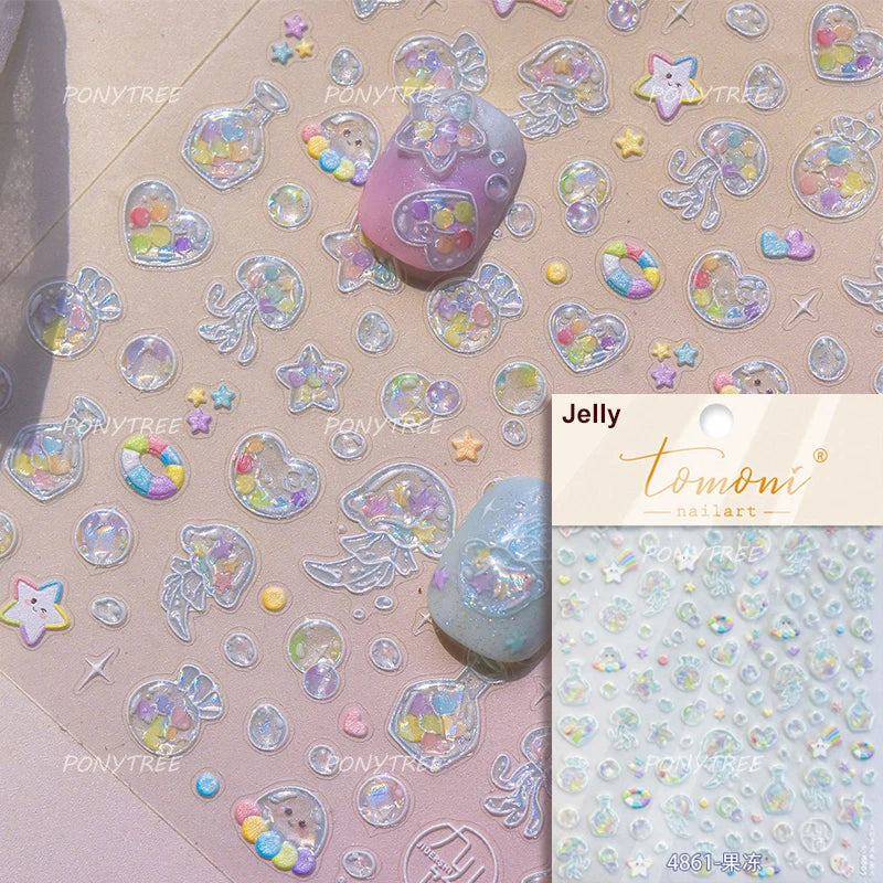 Ocean Elements Starry Sea Shoal of Fish School Water Bubbles Water Bubbles Adhesive Nail Art Decoration Sticker Manicure Decals (Online Order Only)