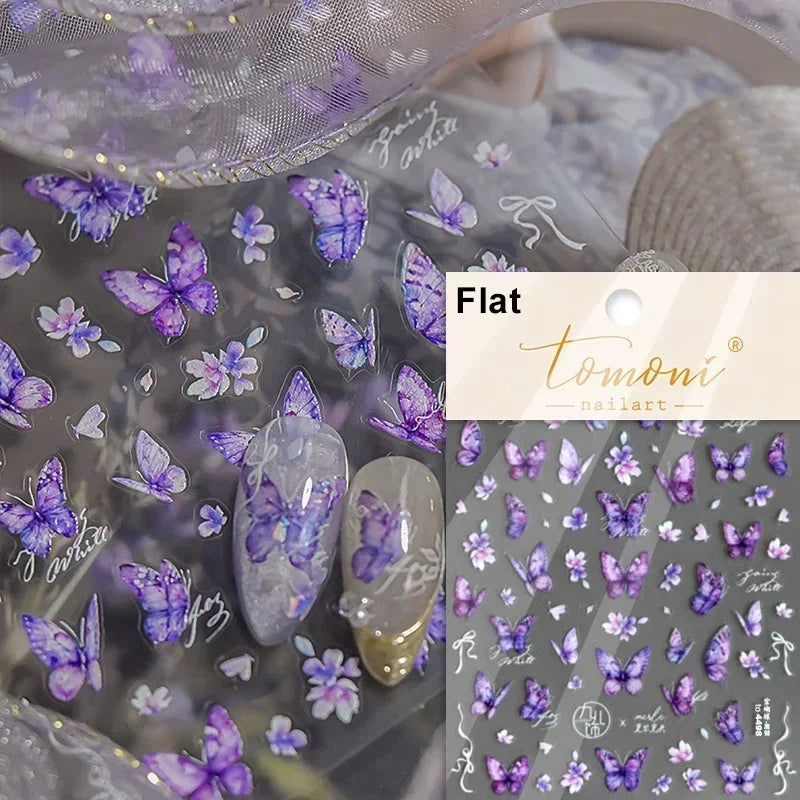 Dreamy Chic Butterfly Flower Bowknot Square Rhinestone Crystal 5D Self Adhesive Nail Art Stickers Fantasy Shiny Manicure Decals (ONLINE ORDER ONLY)