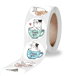 100-500pcs Thank You Cats Stickers For Kids Reward Stickers Thanksgiving Labels Toys 6 Beautiful Designs Stationery stickers (ONLINE ORDER ONLY)